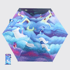 Cartoon Fairy World 5-fold Glue Sun Protection Umbrella
