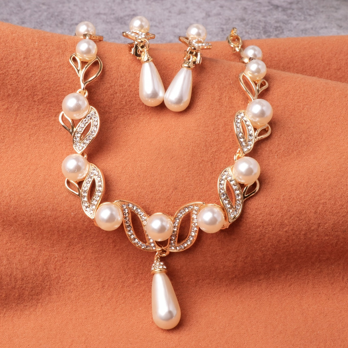 DIY Pearl Necklace Earrings Set Women's Jewelry