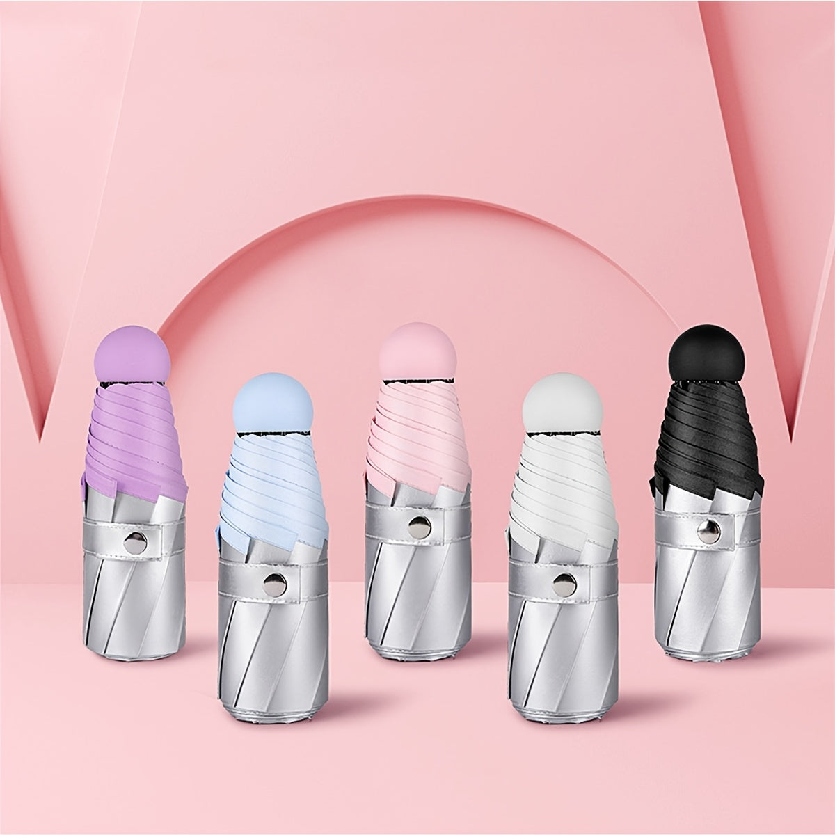 Mini Pocket Umbrella Titanium Silver Glue Anti UV Sunshade