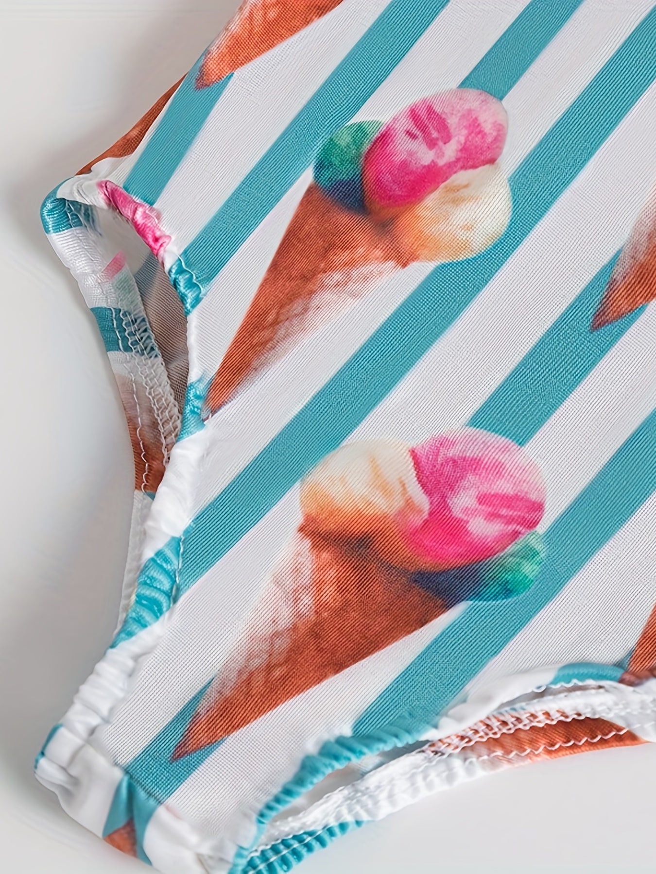 Baby Cartoon Striped Swimsuit Bikini Onesie