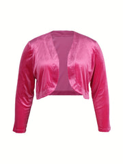 Women's Plus Velvet Long Sleeve Crop Blazer