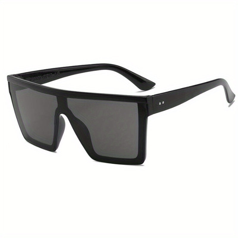 Flat Top Shield Glasses Square Frame Sunglasses Oversized Ombre Lens