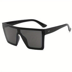 Flat Top Shield Glasses Square Frame Sunglasses Oversized Ombre Lens