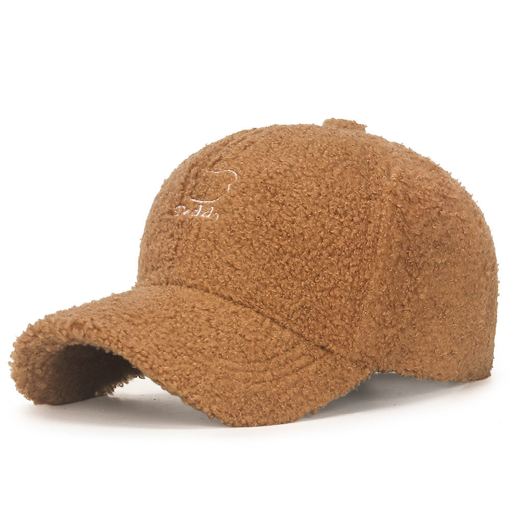 Fuzzy Teddy Pattern Warm Baseball Cap