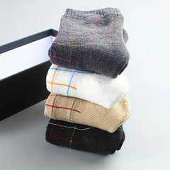 4 Pairs Plaid Crew Socks Soft Mid Tube Women's Stockings