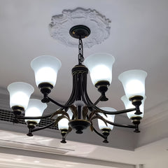 Modern Carved Round Gypsum Ceiling Lamp Holder