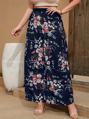  Boho Pants Women's Plus Floral Print Wide Leg Pants