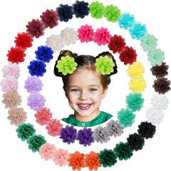 50pcs Chiffon Flower Hair Ties Ponytail Holders Hair Accessories For Girls