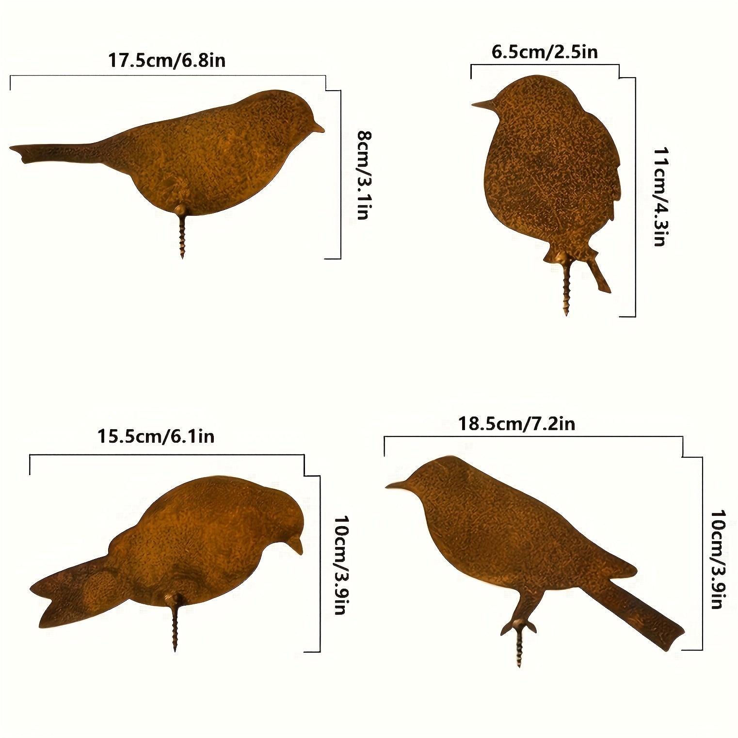 4pcs Metal Bird Silhouette Decorations for Gardens, Farmhouses, Outdoor Decor
