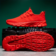 Red Lace Mesh Running Shoes for Women
