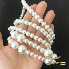 Faux Pearl Beaded Bag Strap Replacement Accessory With Lobster Clasp