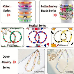 14400pcs 144 Color DIY Bracelet Charm Making Kit Flat Circular Polymer Clay Ston