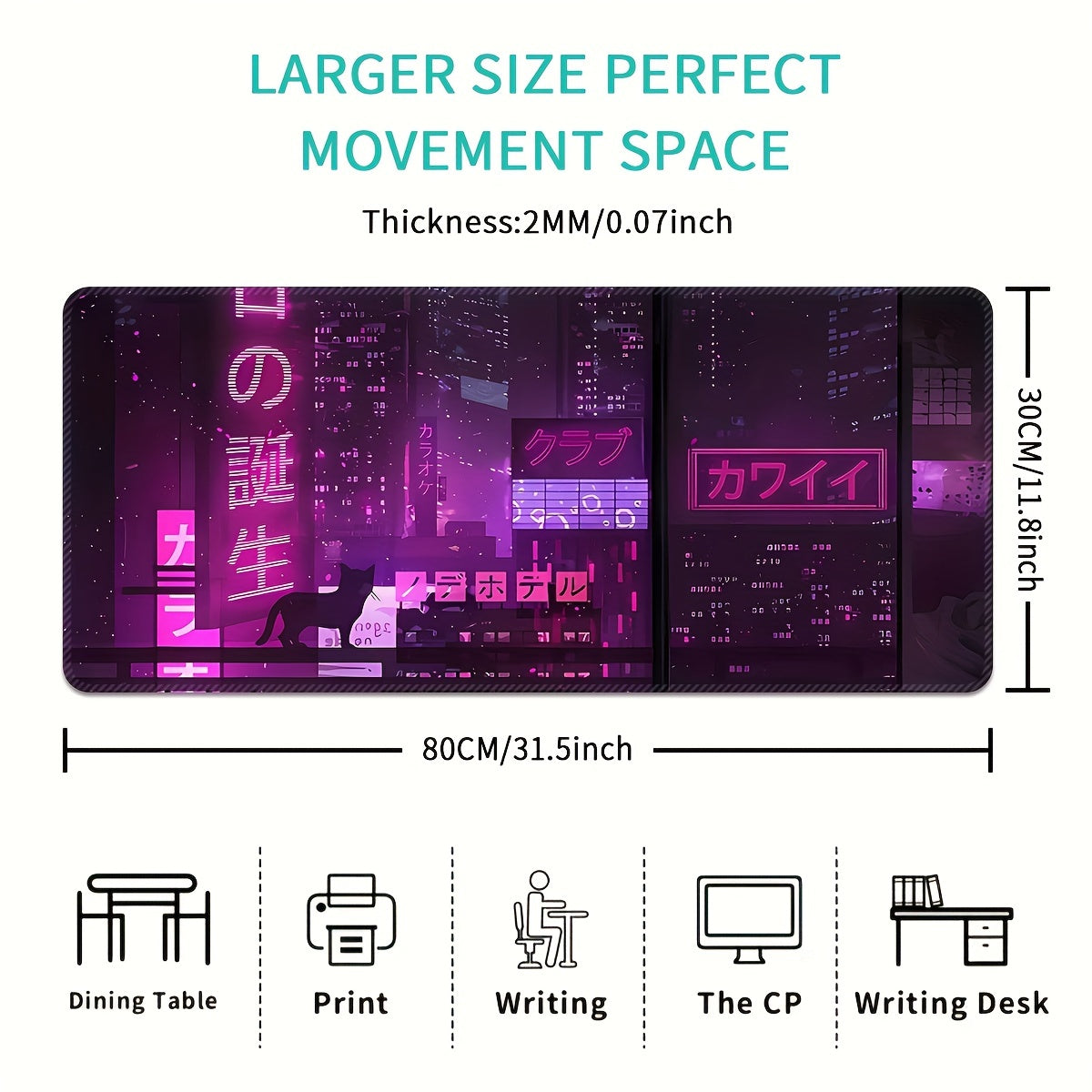 Cyberpunk Style Large E-sport Mouse Pad Non-slip Washable Rubber Material