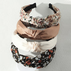 4pcs Flower Print Knot Decor Headband Set