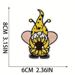 8pcs Cartoon Bee Sunflower Embroidered Patches Iron On Sew On Applique Patch DIY