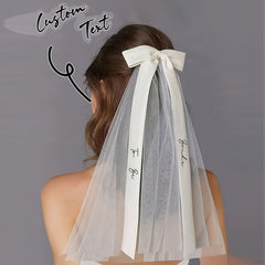 Personalized Bridal Bow Veil with Name Ribbon