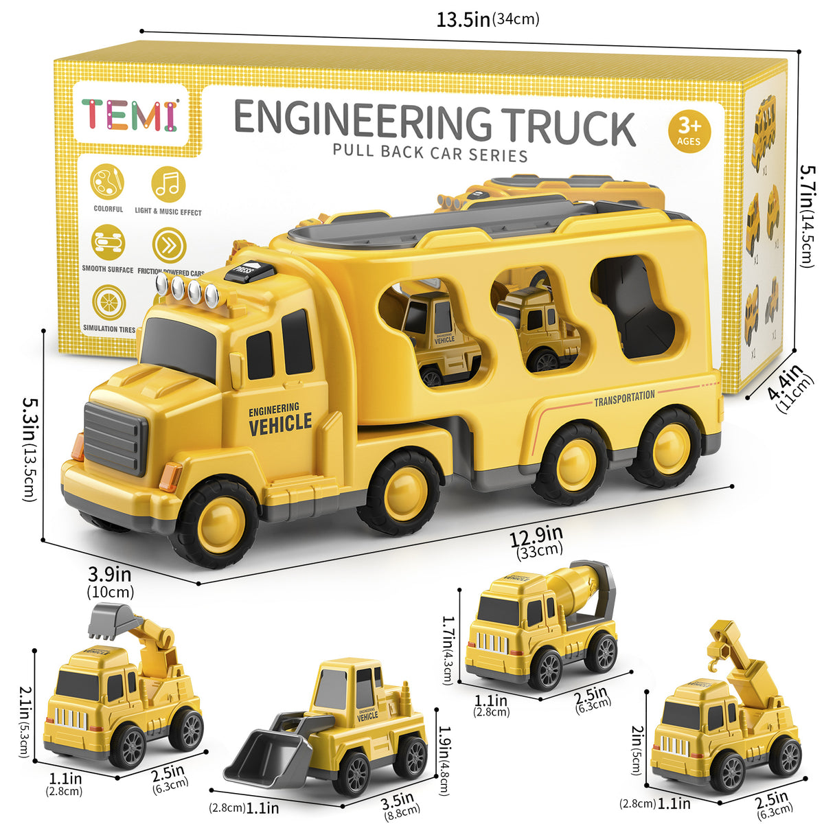 Construction Vehicle Transport Truck Carrier Toy Gift