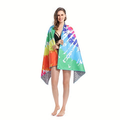 Colorful Spiral Print Beach Towel Quick Dry & Absorbent