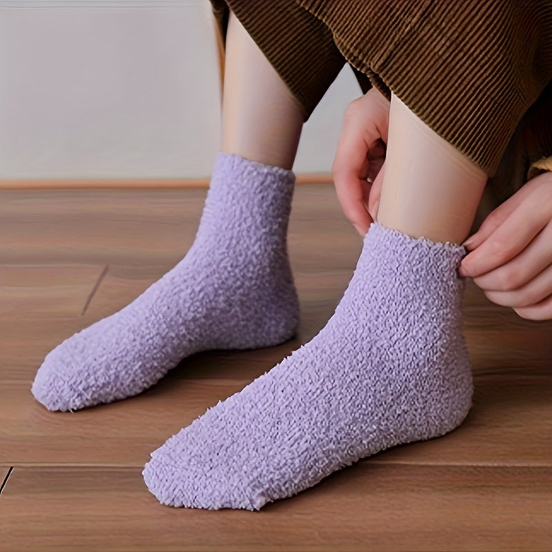 5 Pairs Fuzzy Socks Comfy & Warm Women's Mid Tube Stockings