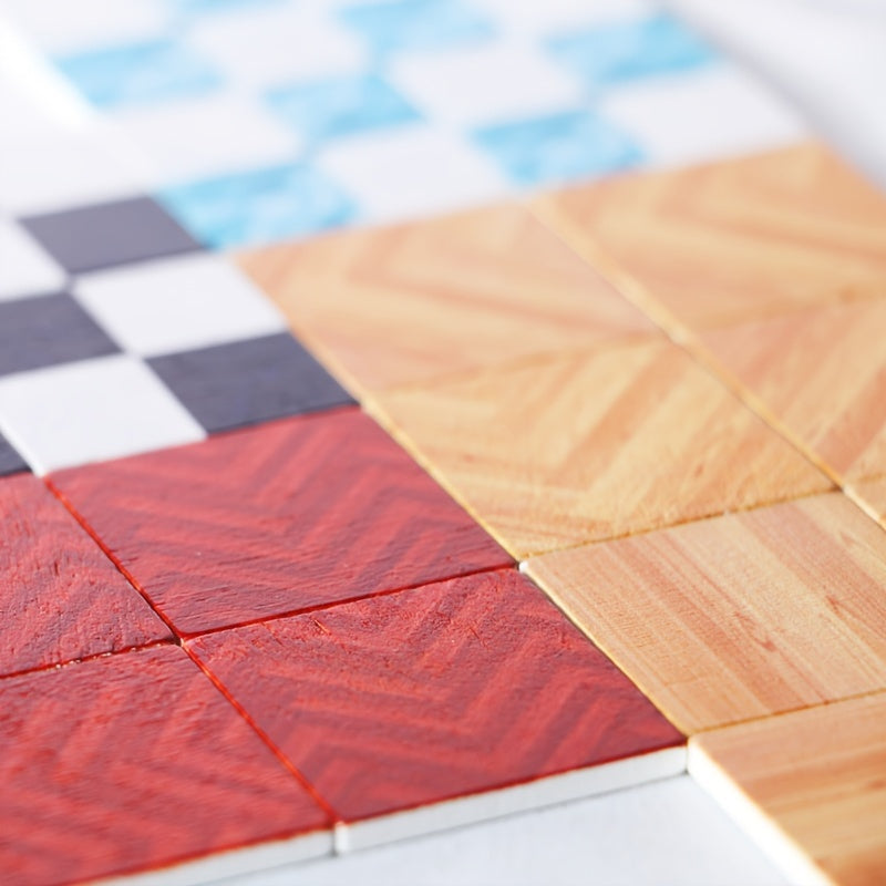 9pcs Doll House Wooden Floors Imitation Tile Decor