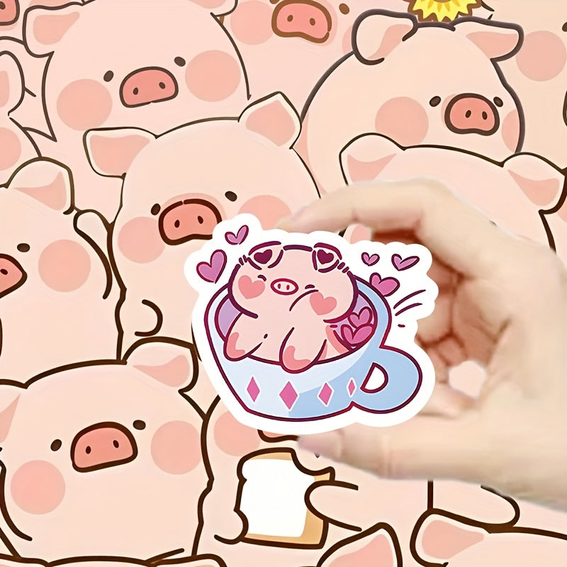 60 Pig Cartoon Stickers Fun Vinyl Decals for Devices & More