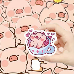 60 Pig Cartoon Stickers Fun Vinyl Decals for Devices & More