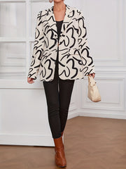 Women's Plus Long Sleeve Graffiti Print Blazer