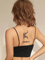 2pcs Solid Cami Crop Tops V Neck Backless Slim Fit Top Women
