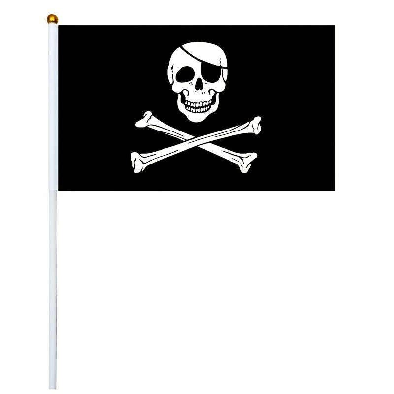 10pcs Small Pirate Stick Flag Mini Hand Held Flags 6 Styles 12 7x20