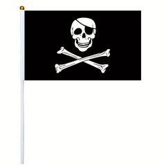 10pcs Small Pirate Stick Flag Mini Hand Held Flags 6 Styles 12 7x20