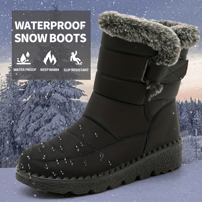 Waterproof Non slip Thickened Medium Tube Snow Boots for Women