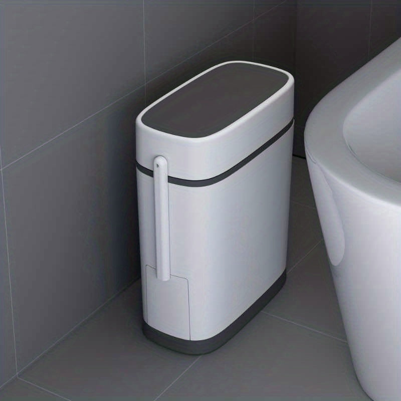 1pc Narrow Seam Trash Can with Lid