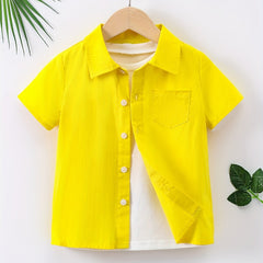Boys Short Sleeves Shirt Preppy Style For Summer Kids Clothes
