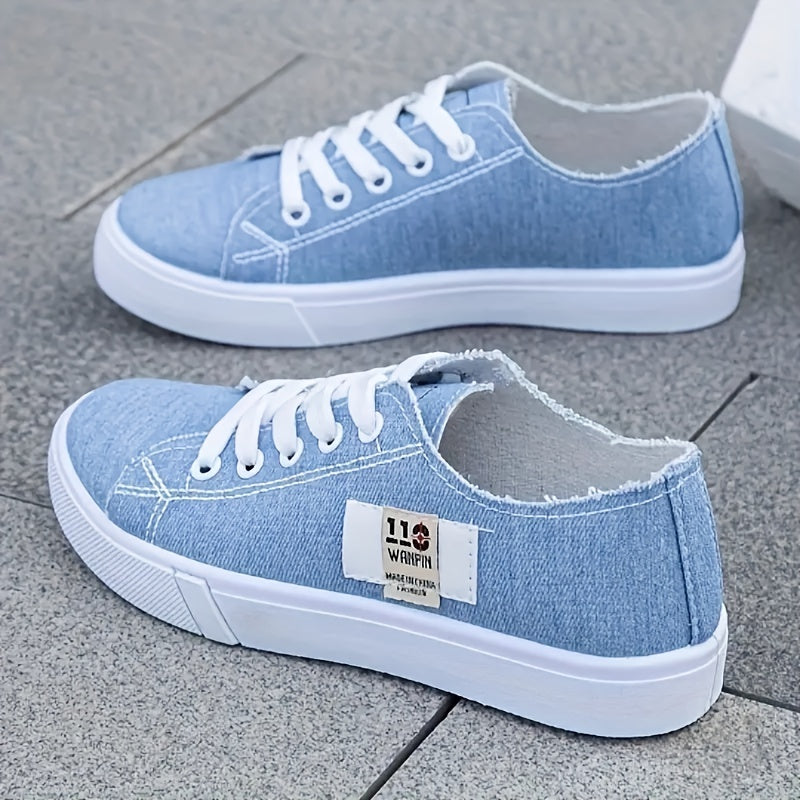 Flat Casual Canvas Sneakers Wear-Resistant Low-Cut Lace-Up Shoes
