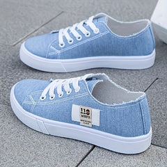Flat Casual Canvas Sneakers Wear-Resistant Low-Cut Lace-Up Shoes