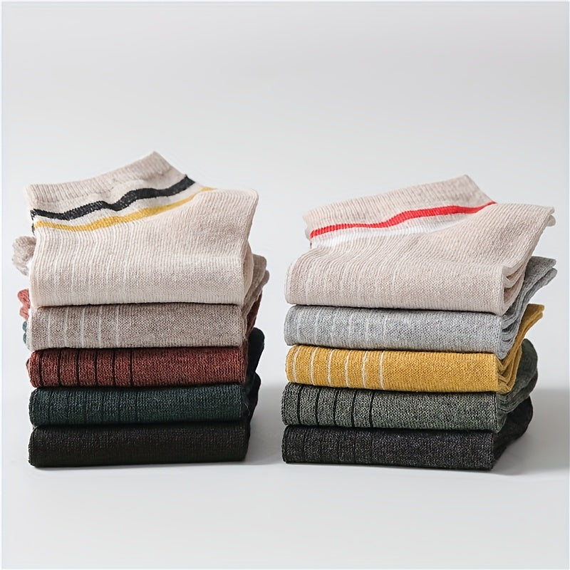 10 Pairs Striped Short Socks Soft & Lightweight Low Cut All 