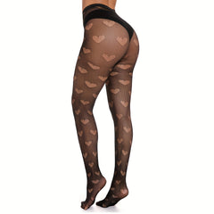 Heart Fishnet Tights High Waist Stockings