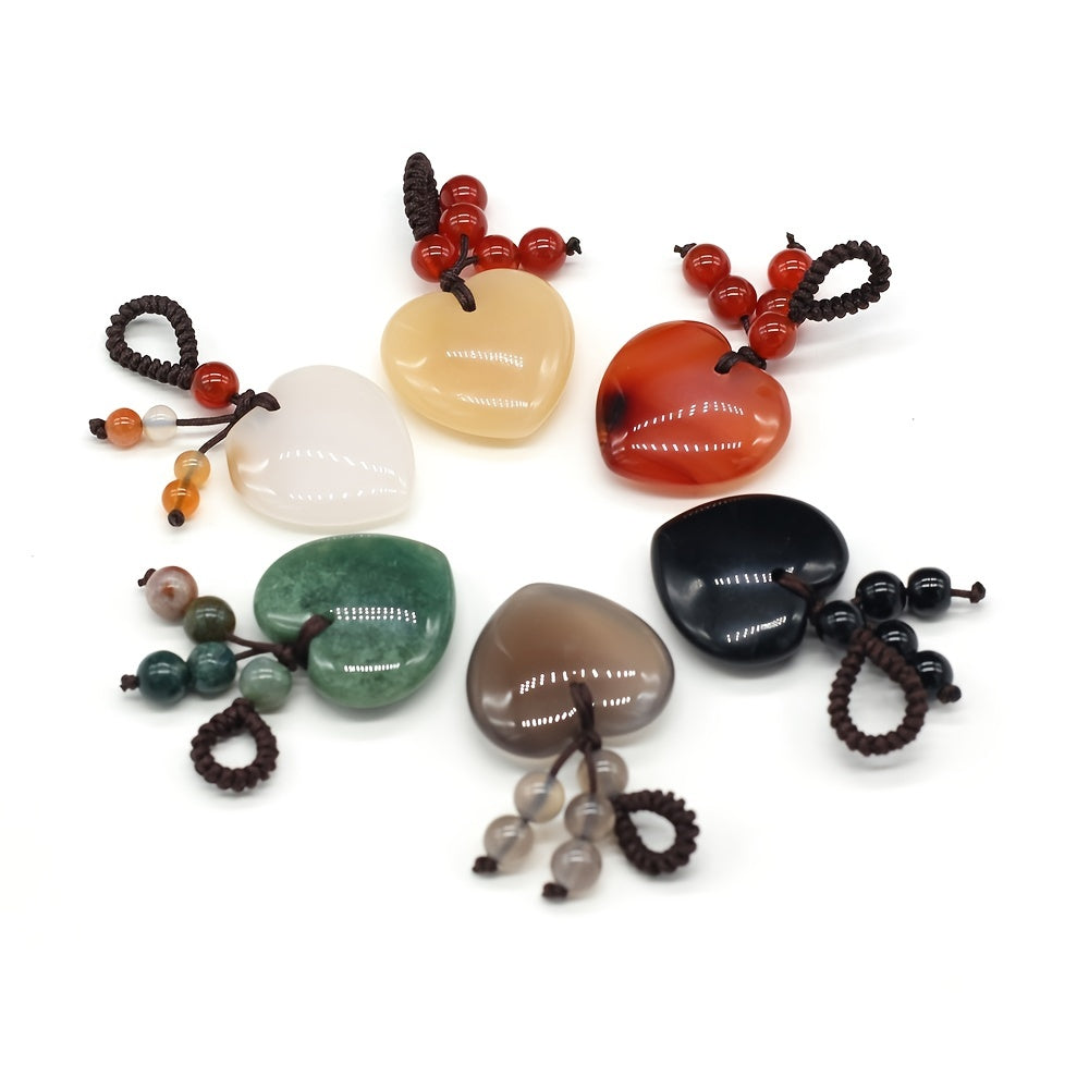 2pcs Heart Stone Keychain Purse Bag Charm Gift for Women Girls