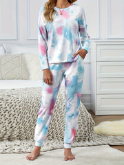 Women's Plus Tie Dye Long Sleeve Tee & Joggers Set