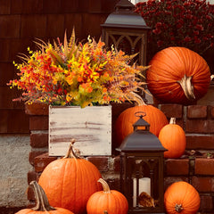9pcs Artificial Fall Flowers Outdoor UV Resistant Faux Autumn Plants
