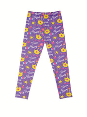 Girls Crown Stars Bow and Fish Scales Athletic Leggings