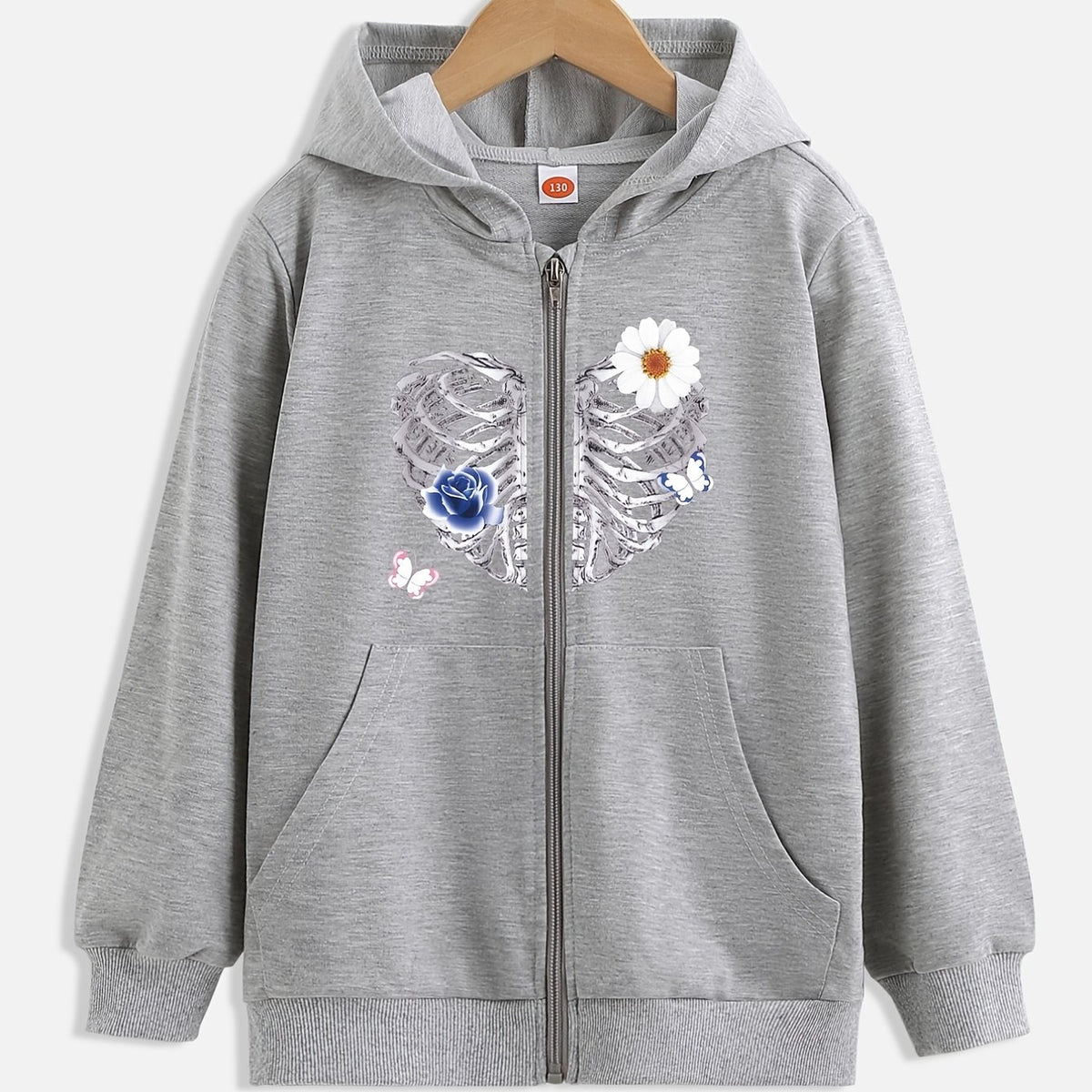 Girls Hooded Sweatshirt Jacket Butterfly Print Coat Kids Clothes