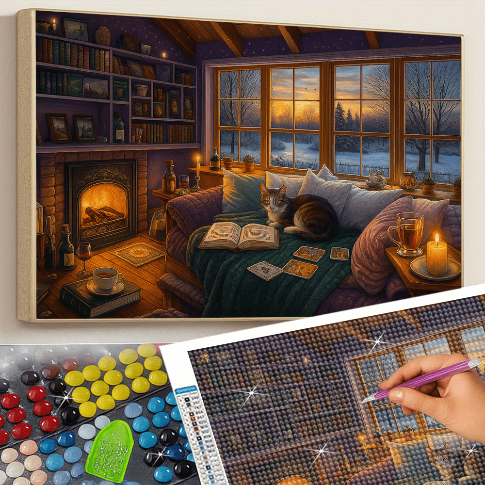 Winter Scene Diamond Painting Kit for Adults - Cozy & Relaxing Craft Supplies