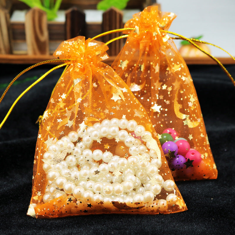 50pcs Bronzing Star Moon Organza Mesh Bag