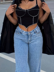 High Waist Straight Jeans Wide Leg Loose Fit Denim Pants