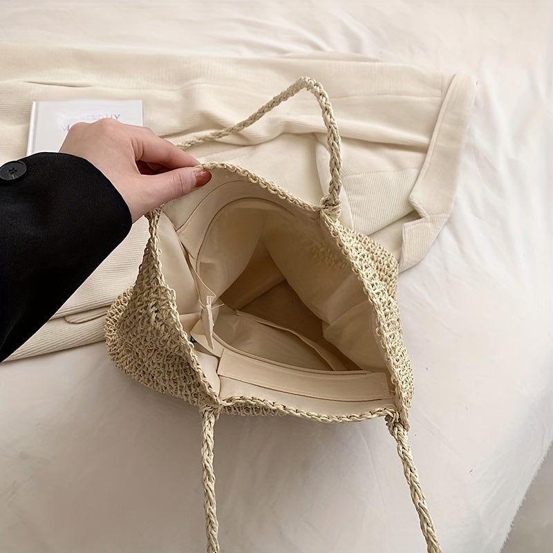 Large Straw Tote Bag Woven Beach Shoulder Bag for Travel
