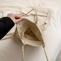 Large Straw Tote Bag Woven Beach Shoulder Bag for Travel
