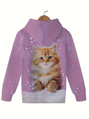 Girls & Adorable Kitty Graphic Sweatshirt Hoodie for Kids