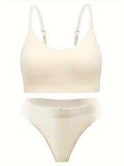  Textured Comfort Padded Bra & Panty Lingerie Set
