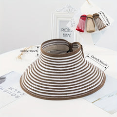 Bowknot Ponytail Sun Visor Hat Wide Brim UV Protection Straw Sun Hats